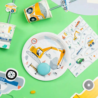 Platos temáticos coches con vehículos infantiles