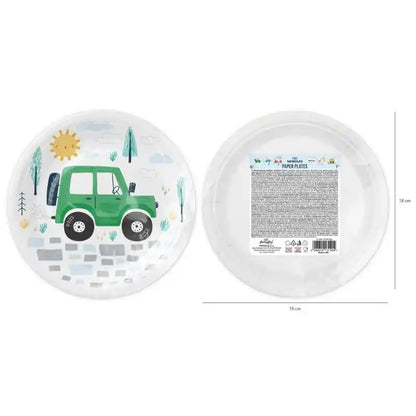 Decoración fiesta infantil con platos de papel coches
