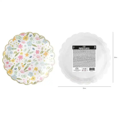Platos de Papel Flores Silvestres 18 cm – Pack 6 uds - Narosa Sweet Party Barcelona