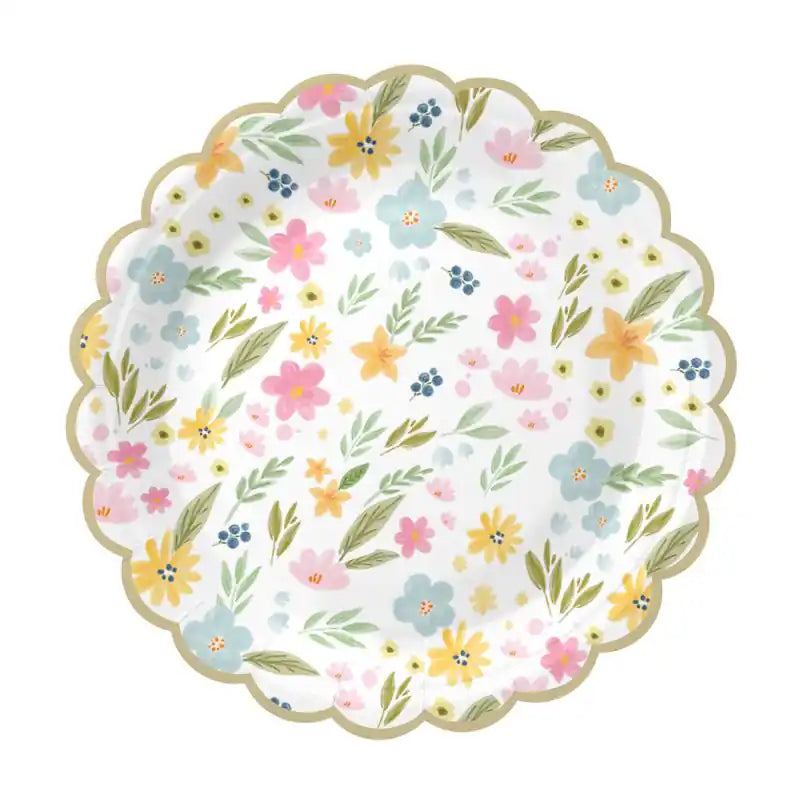 Platos de Papel Flores Silvestres 18 cm – Pack 6 uds - Narosa Sweet Party Barcelona