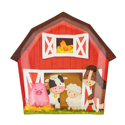 Platos de Papel Granja 20x20 cm – Pack 6 uds - Narosa Sweet Party Barcelona