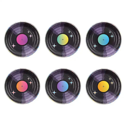 Platos de Papel Retro Disco 18 cm – Pack x6 – Decoración de Mesa Temática - NAROSA SWEET PARTY