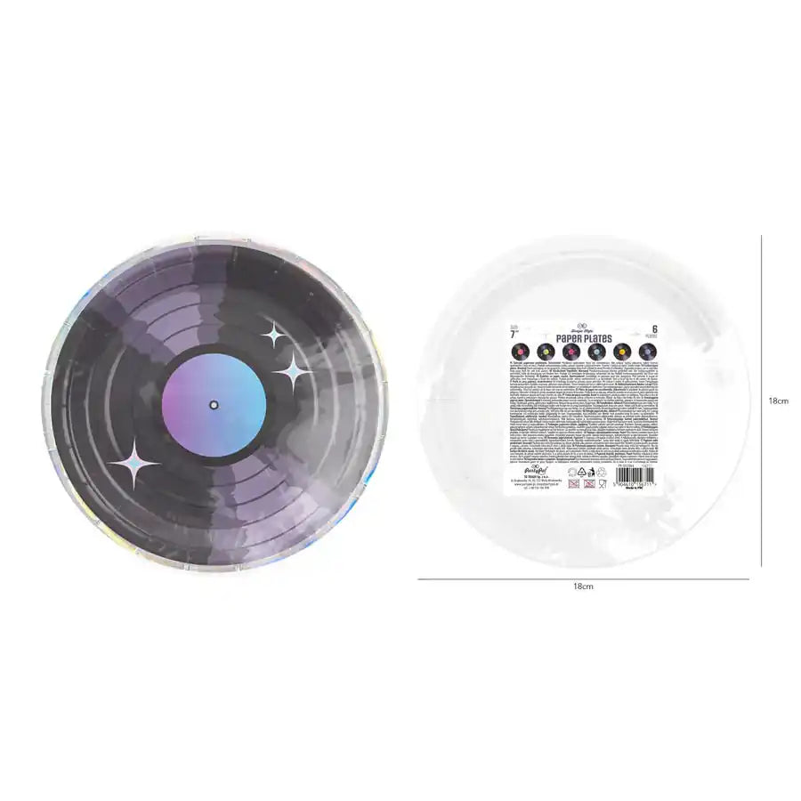 Platos de Papel Retro Disco 18 cm – Pack x6 – Decoración de Mesa Temática - NAROSA SWEET PARTY