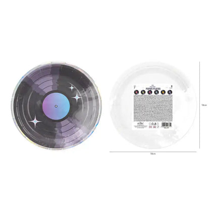 Platos de Papel Retro Disco 18 cm – Pack x6 – Decoración de Mesa Temática - NAROSA SWEET PARTY