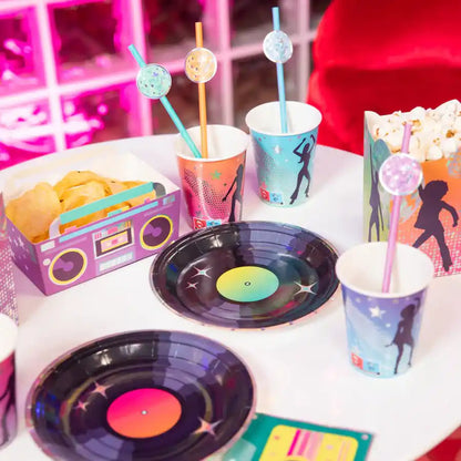Platos de Papel Retro Disco 18 cm – Pack x6 – Decoración de Mesa Temática - NAROSA SWEET PARTY