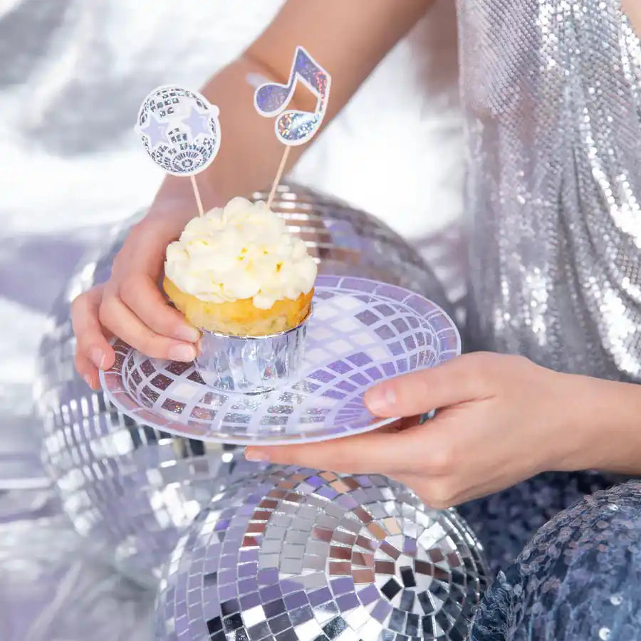 Platos de Papel Silver Disco 18 cm – Pack x6 – Brillantes para Fiestas - Narosa Sweet Party Barcelona