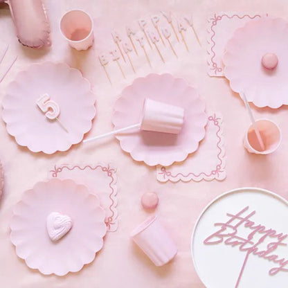 Platos de plástico Frill Rosa (22x22 cm) – 4 uds - NAROSA SWEET PARTY