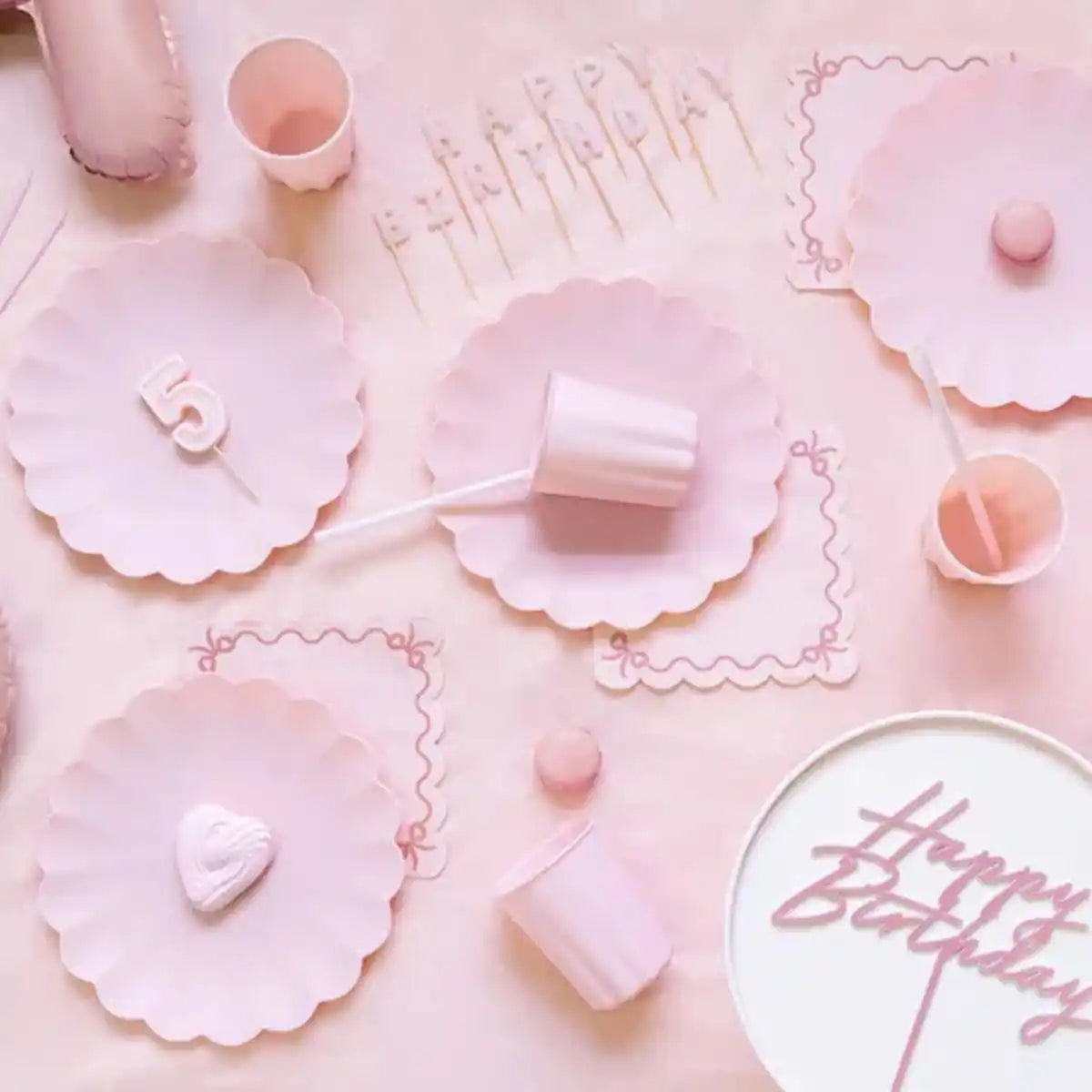 Platos de plástico Frill Rosa (22x22 cm) – 4 uds - NAROSA SWEET PARTY