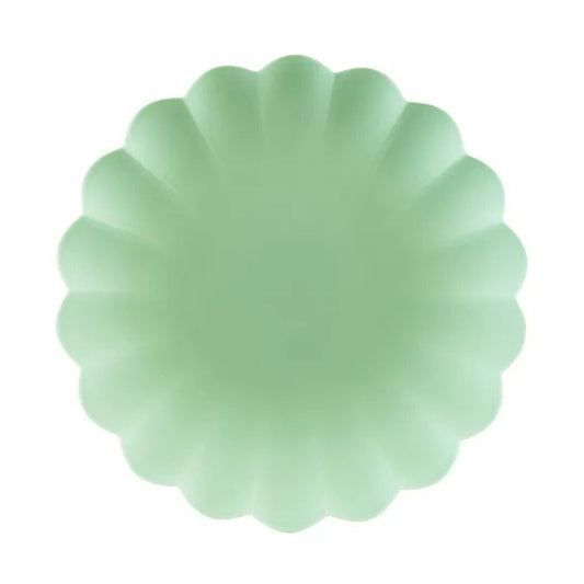 Platos de plástico Frill Verde Salvia (22x22 cm) – 4 uds - NAROSA SWEET PARTY
