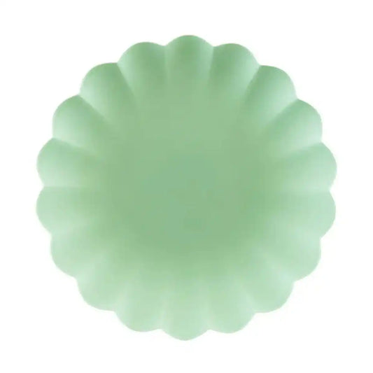 Platos de plástico Frill Verde Salvia (22x22 cm) – 4 uds - Narosa Sweet Party Barcelona