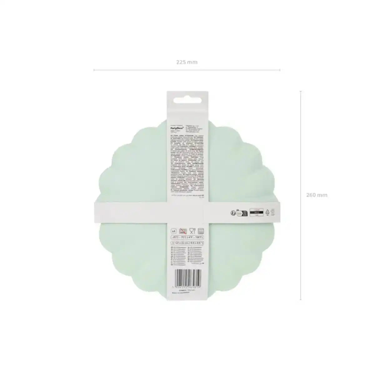 Platos de plástico Frill Verde Salvia (22x22 cm) – 4 uds - NAROSA SWEET PARTY