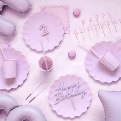 Platos de plástico Frill Violeta (22x22 cm) – 4 uds - NAROSA SWEET PARTY