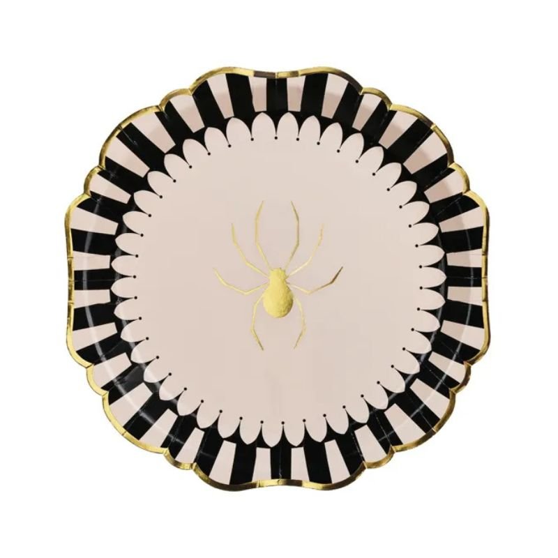 Platos Halloween con Araña Dorada – 23 cm (6 uds.) - NAROSA SWEET PARTY