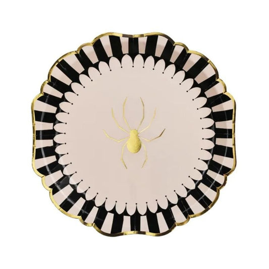 Platos Halloween con Araña Dorada – 23 cm (6 uds.) - NAROSA SWEET PARTY