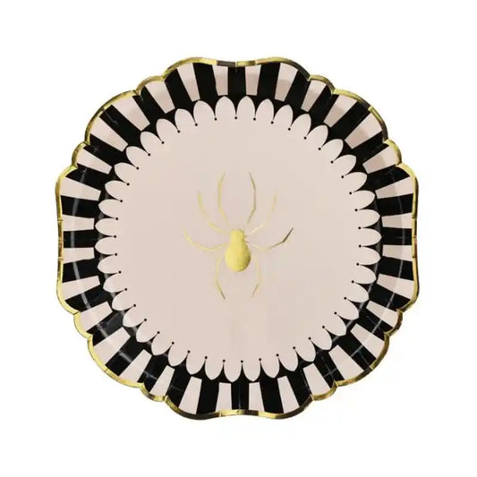 Platos Halloween con Araña Dorada – 23 cm (6 uds.) - Narosa Sweet Party Barcelona