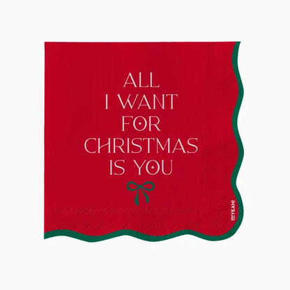 Servilletas de Papel All I Want For Christmas 33 x 33 cm (20 uds) – Rojo - NAROSA SWEET PARTY