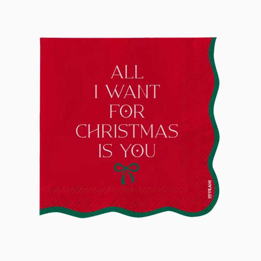 Servilletas de Papel All I Want For Christmas 33 x 33 cm (20 uds) – Rojo - NAROSA SWEET PARTY
