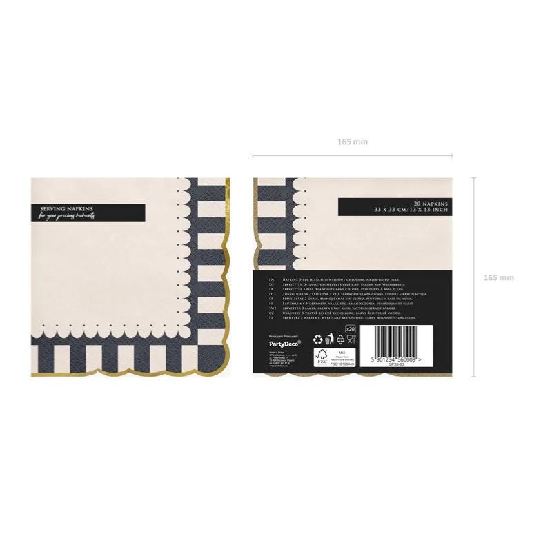 Servilletas de Papel con Borde Dorado – 33x33 cm (12 uds.) - NAROSA SWEET PARTY