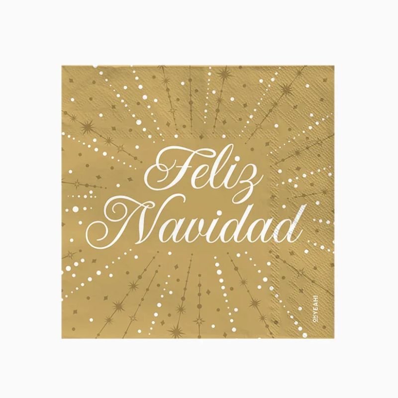 Servilletas de Papel Navidad Feliz Navidad 33 x 33 cm (30 uds) – Rojo o Dorado - NAROSA SWEET PARTY