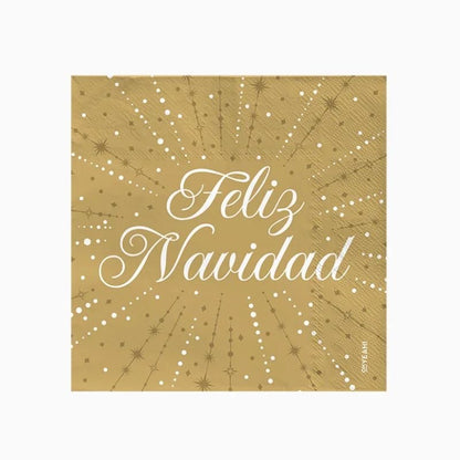 Servilletas de Papel Navidad Feliz Navidad 33 x 33 cm (30 uds) – Rojo o Dorado - NAROSA SWEET PARTY