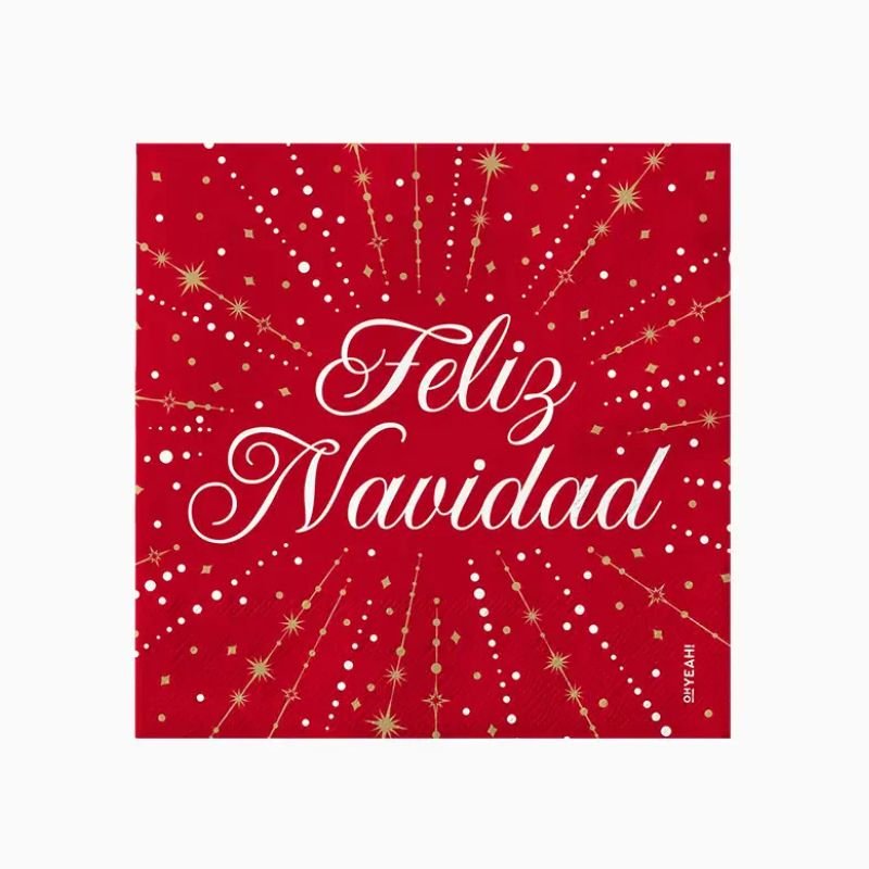 Servilletas de Papel Navidad Feliz Navidad 33 x 33 cm (30 uds) – Rojo o Dorado - NAROSA SWEET PARTY