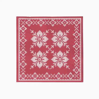 Servilletas de Papel Navidad Verde o Roja Jacquard 33 x 33 cm (30 uds) - Narosa Sweet Party Barcelona