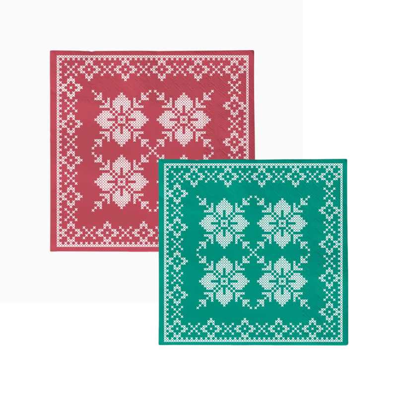 Servilletas de Papel Navidad Verde o Roja Jacquard 33 x 33 cm (30 uds) - NAROSA SWEET PARTY