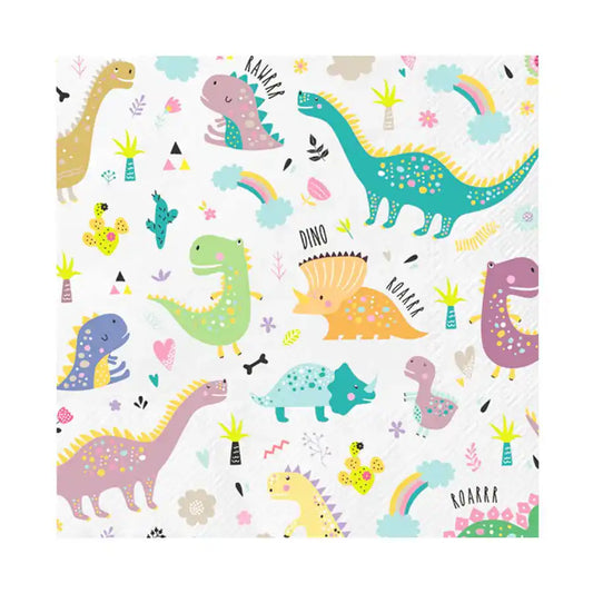 Servilletas Dinosaurios 33x33 cm – Pack x10 – Fiesta Infantil Temática - NAROSA SWEET PARTY