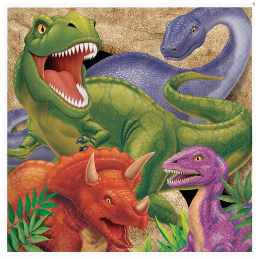 Servilletas Jurassic Dino 33 cm – Pack x16 – Fiesta Infantil Temática Dinosaurios - NAROSA SWEET PARTY