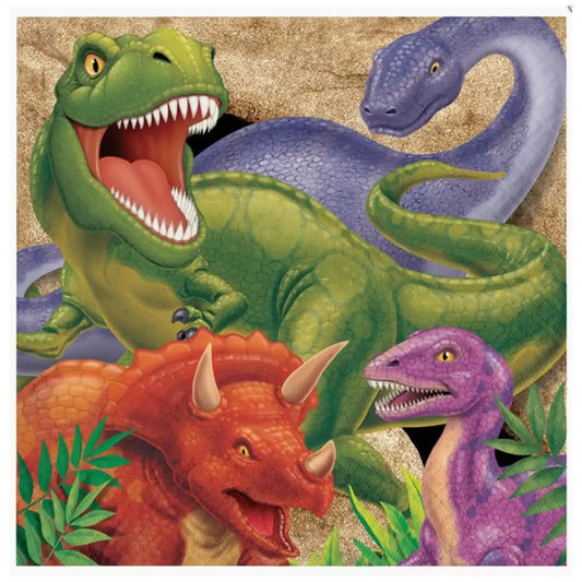 Servilletas Jurassic Dino 33 cm – Pack x16 – Fiesta Infantil Temática Dinosaurios - Narosa Sweet Party Barcelona