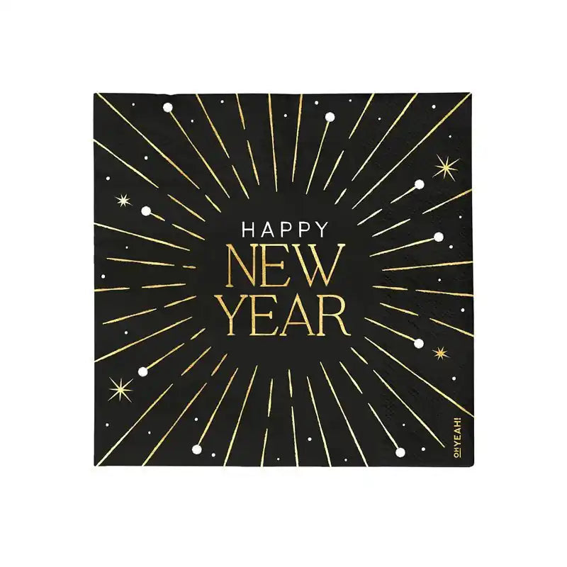 Servilletas Papel Nochevieja Happy New Year 33×33 cm | Doble Capa | Pack 30 - Narosa Sweet Party Barcelona