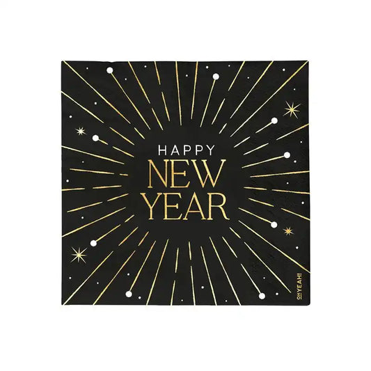 Servilletas Papel Nochevieja Happy New Year 33×33 cm | Doble Capa | Pack 30 - Narosa Sweet Party Barcelona