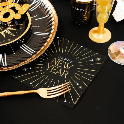 Servilletas Papel Nochevieja Happy New Year 33×33 cm | Doble Capa | Pack 30 - Narosa Sweet Party Barcelona