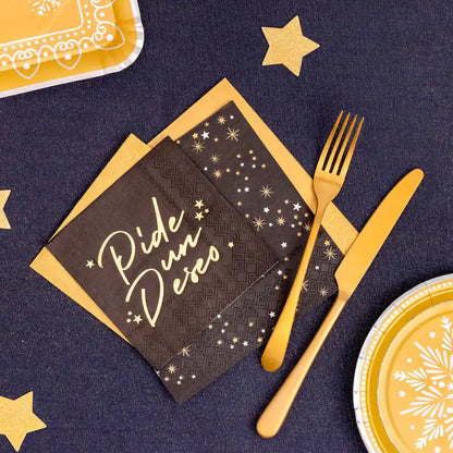 Servilletas Papel Nochevieja Pide un Deseo Destellos 25×25 cm | Pack 30 - Narosa Sweet Party Barcelona