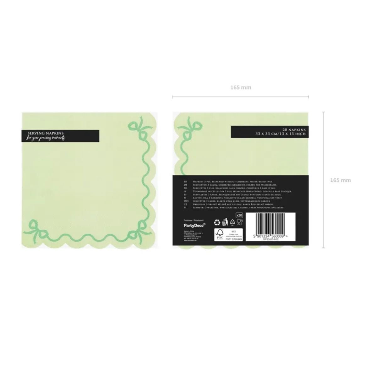 Servilletas Verde con Volantes – Pack x12 - NAROSA SWEET PARTY
