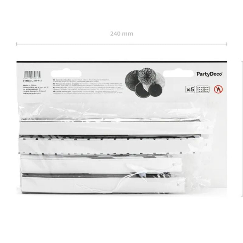 Set de rosetones decorativos Black & White (25–40 cm) - NAROSA SWEET PARTY