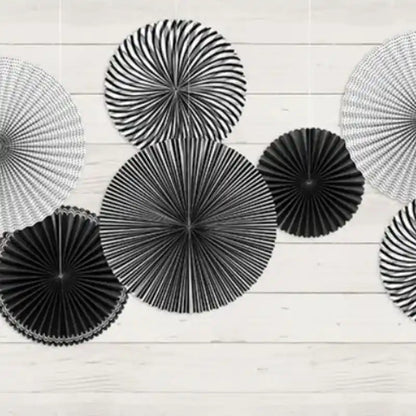 Set de rosetones decorativos Black & White (25–40 cm) - NAROSA SWEET PARTY