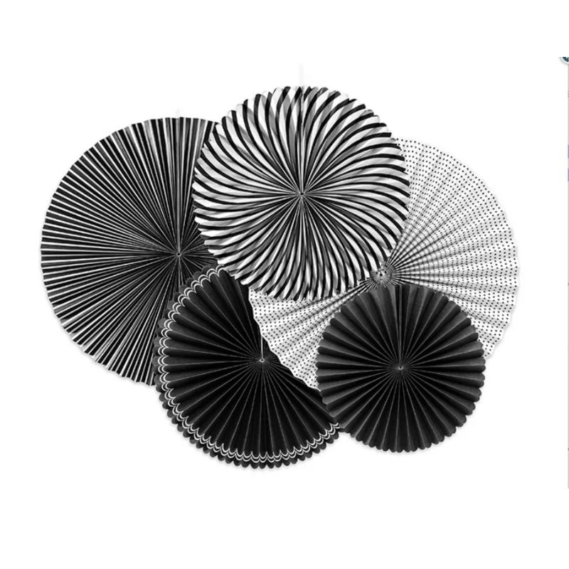 Set de rosetones decorativos Black & White (25–40 cm) - NAROSA SWEET PARTY
