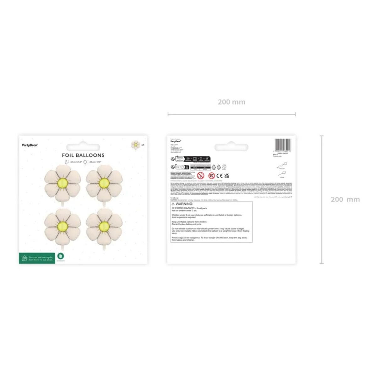 Set Globos Foil Margaritas Crema 45 cm – Pack x4 - NAROSA SWEET PARTY