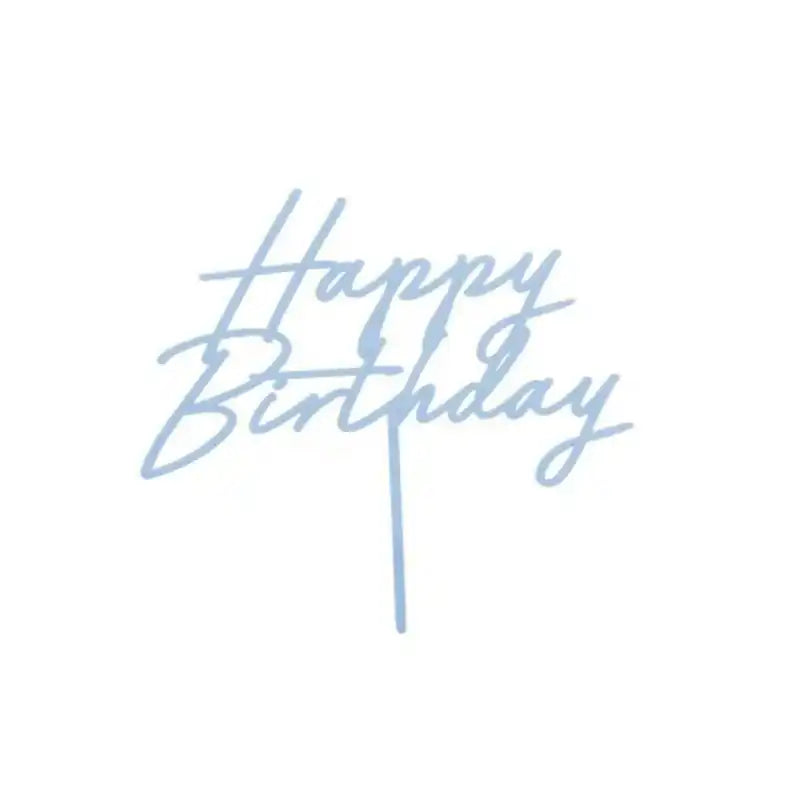 Topper acrílico “Happy Birthday” azul niebla 16,5 cm - NAROSA SWEET PARTY