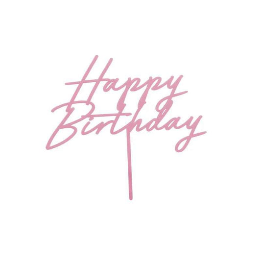 Topper de Acrílico Happy Birthday Rosa Claro Mate 16,5 cm - NAROSA SWEET PARTY