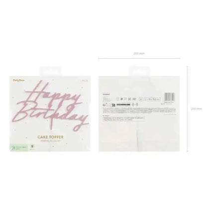 Topper de Acrílico Happy Birthday Rosa Claro Mate 16,5 cm - Narosa Sweet Party Barcelona