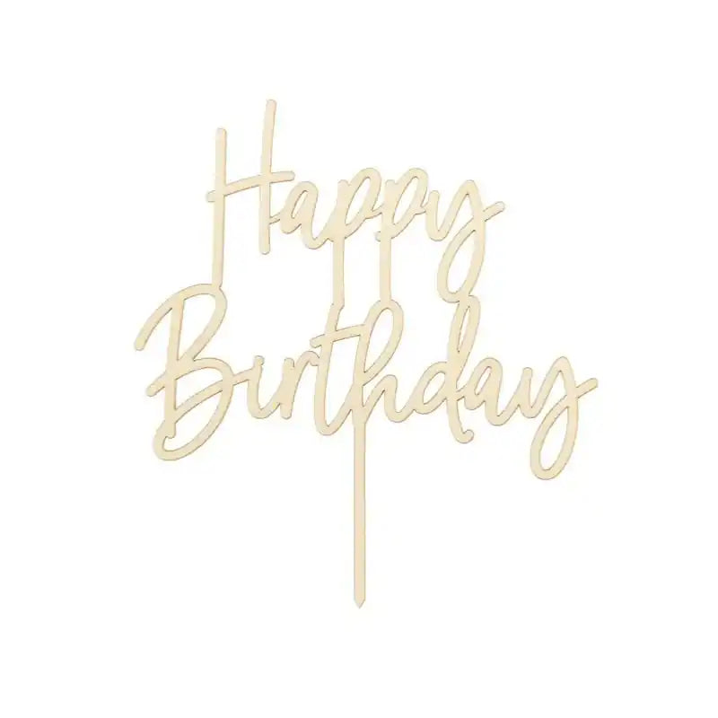 Topper de madera “Happy Birthday” 16,5 cm - NAROSA SWEET PARTY