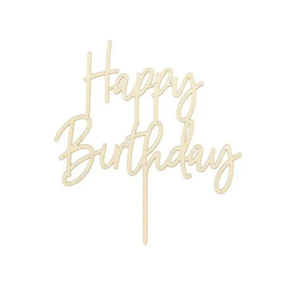 Topper de madera “Happy Birthday” 16,5 cm - Narosa Sweet Party Barcelona