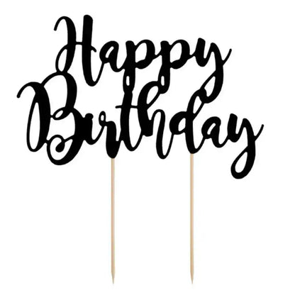 Topper “Happy Birthday” negro 22,5 cm - Narosa Sweet Party Barcelona