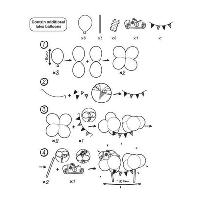 Topper para Tarta con Globos y Coche 29 cm - NAROSA SWEET PARTY