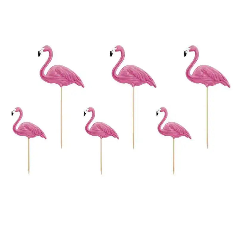 Toppers Aloha con Flamencos 15–23,5 cm (6 uds) - Narosa Sweet Party Barcelona