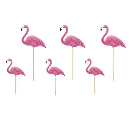 Toppers Aloha con Flamencos 15–23,5 cm (6 uds) - Narosa Sweet Party Barcelona