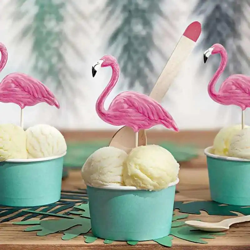 Toppers Aloha con Flamencos 15–23,5 cm (6 uds) - Narosa Sweet Party Barcelona