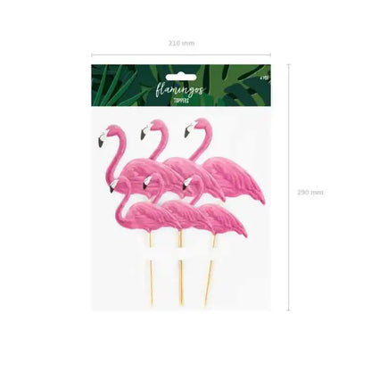 Toppers Aloha con Flamencos 15–23,5 cm (6 uds) - Narosa Sweet Party Barcelona